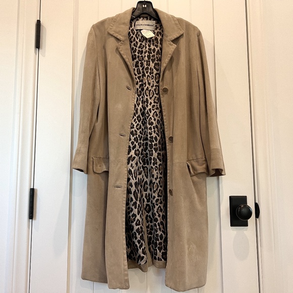 DOLCE & GABBANA SUEDE COAT, VINTAGE, CAMEL, SMALL - Picture 1 of 9